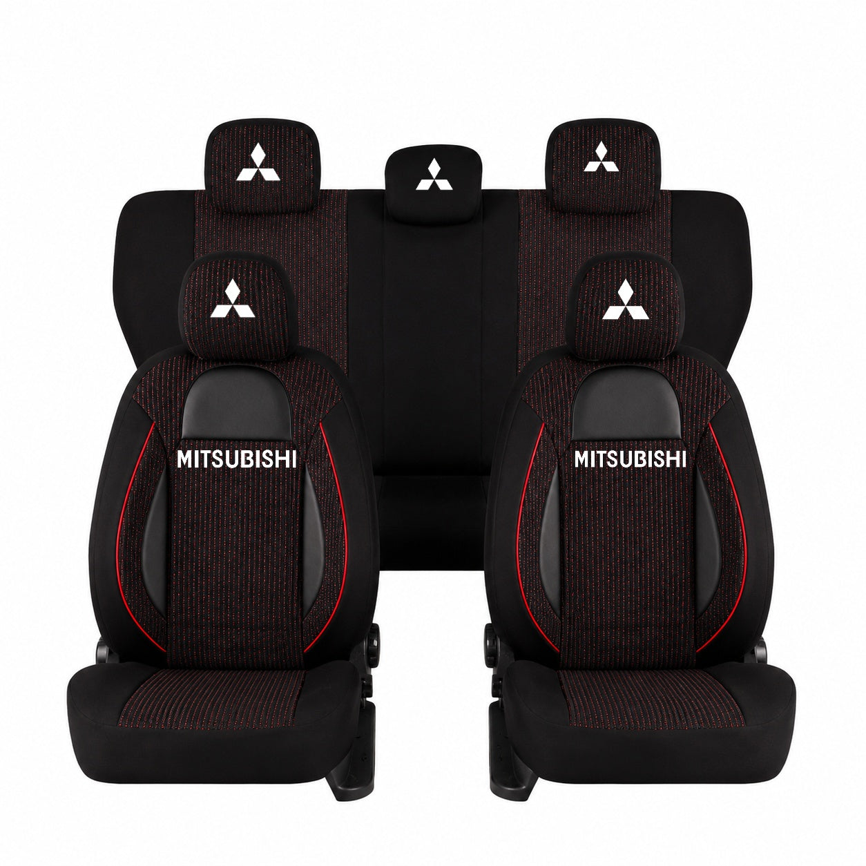 Set Huse Scaune Universale Racing, Negru Personalizate cu Mitsubishi
