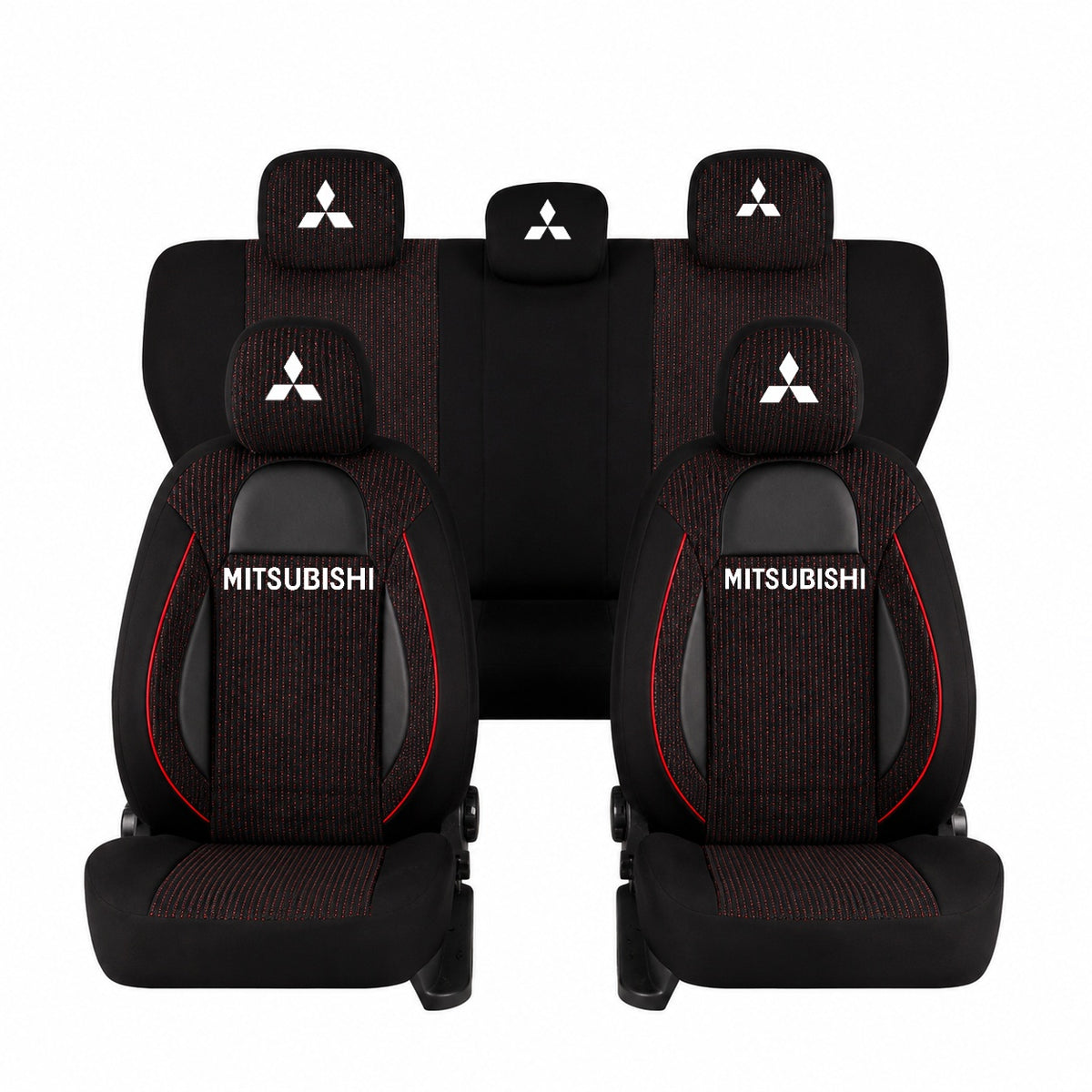 Set Huse Scaune Universale Racing, Negru Personalizate cu Mitsubishi