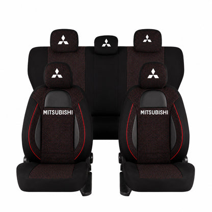 Set Huse Scaune Universale Racing, Negru Personalizate cu Mitsubishi
