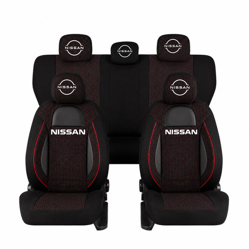 Set Huse Scaune Universale Racing, Negru Personalizate cu Nissan Nou