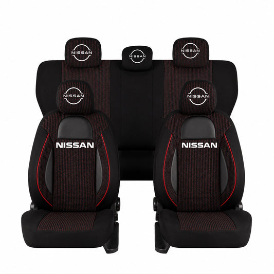 Set Huse Scaune Universale Racing, Negru Personalizate cu Nissan Nou