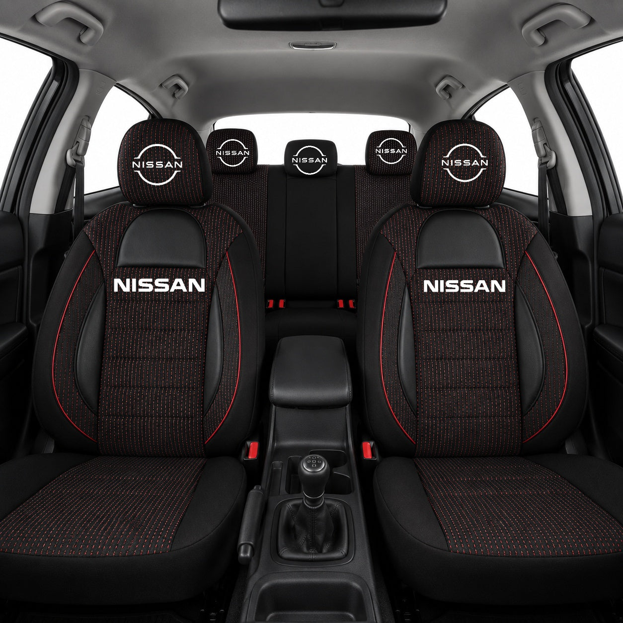 Set Huse Scaune Universale Racing, Negru Personalizate cu Nissan Nou