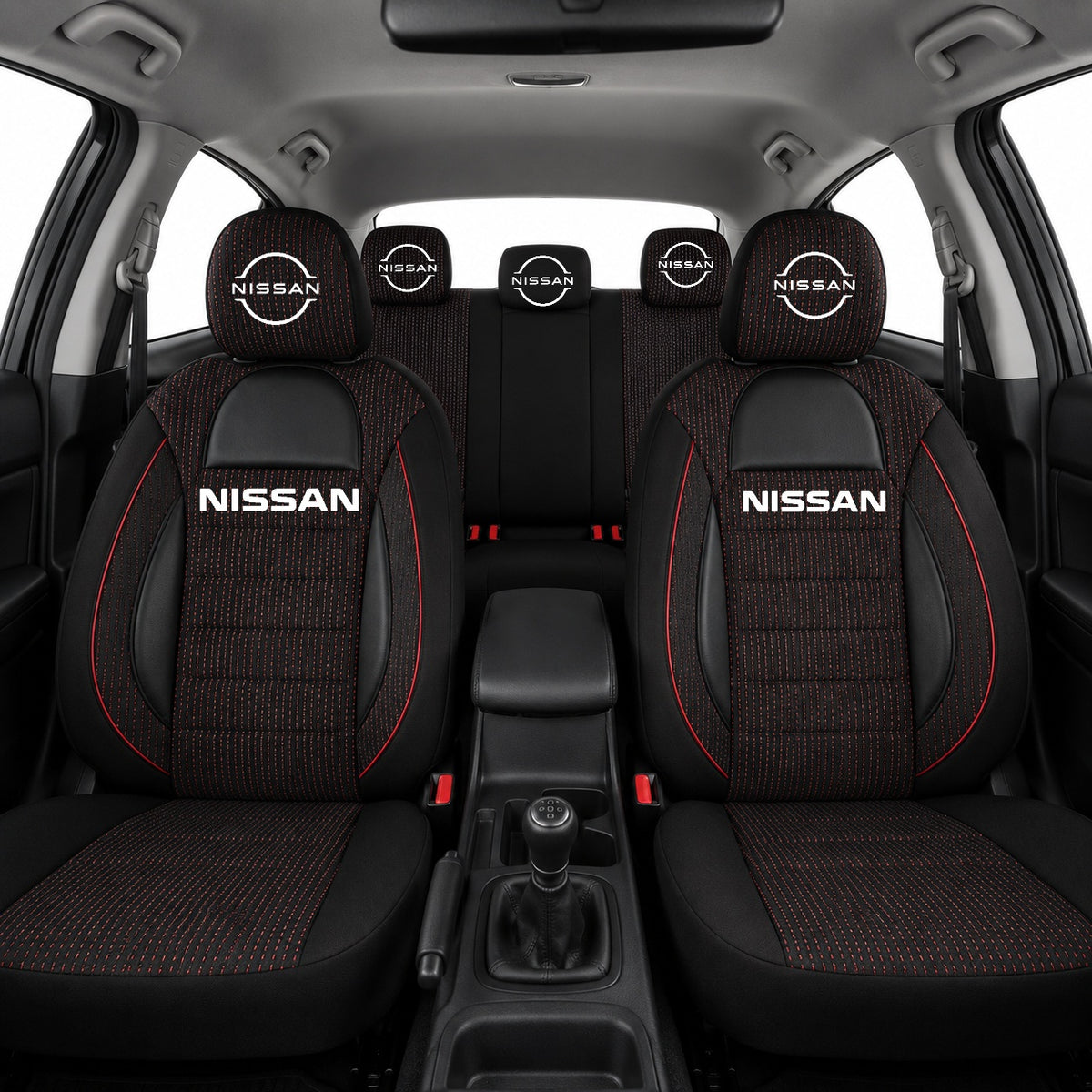 Set Huse Scaune Universale Racing, Negru Personalizate cu Nissan Nou
