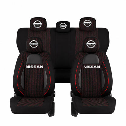 Set Huse Scaune Universale Racing Negru Personalizate cu Nissan