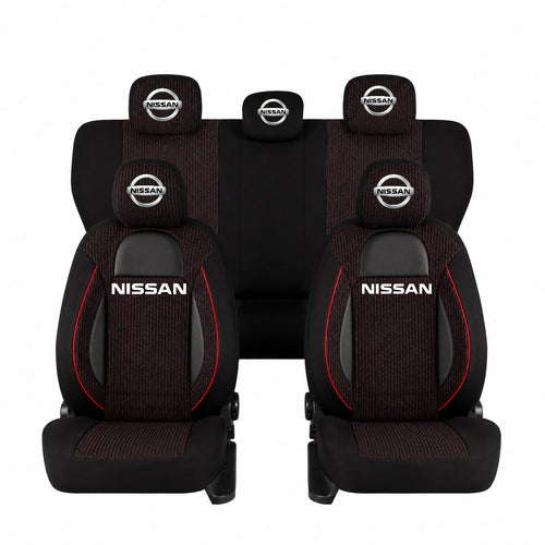 Set Huse Scaune Universale Racing Negru Personalizate cu Nissan