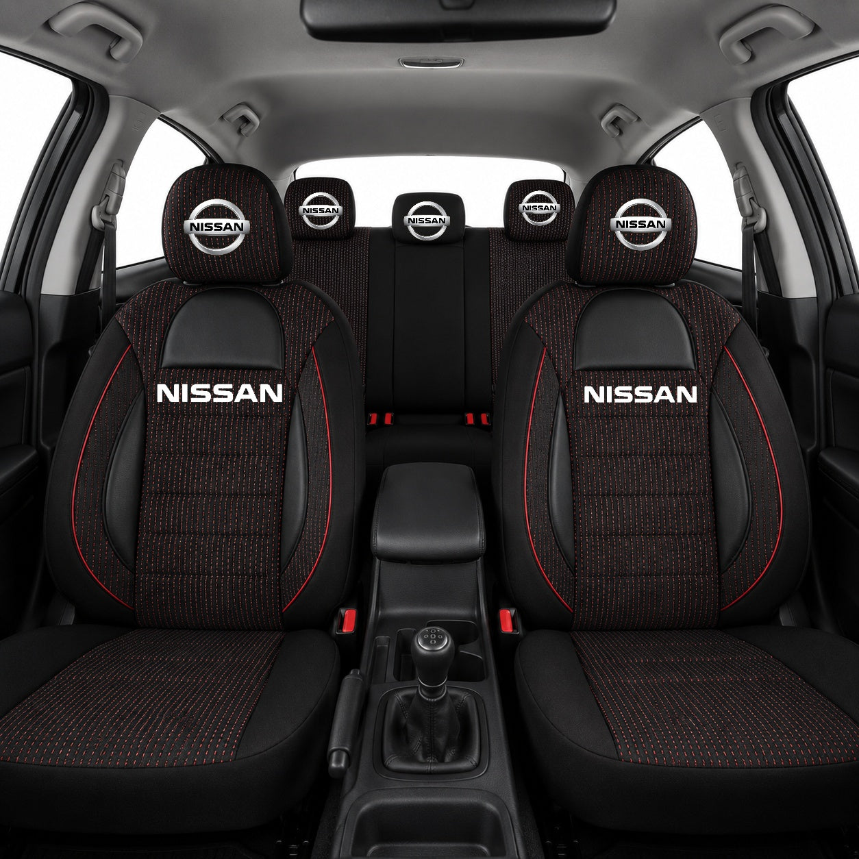 Set Huse Scaune Universale Racing Negru Personalizate cu Nissan