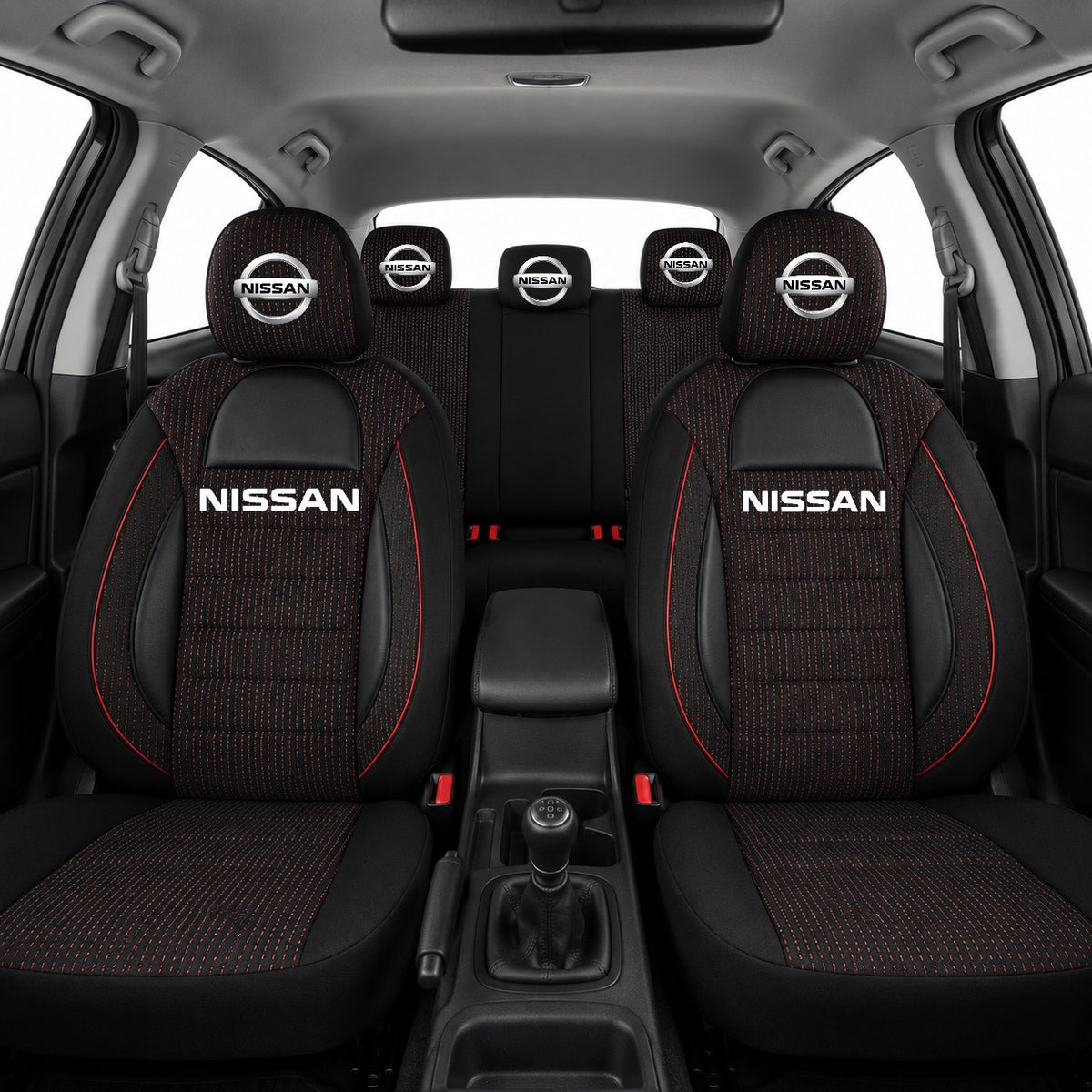 Set Huse Scaune Universale Racing Negru Personalizate cu Nissan