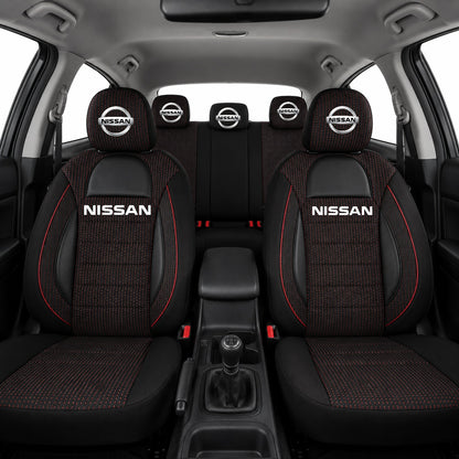 Set Huse Scaune Universale Racing Negru Personalizate cu Nissan