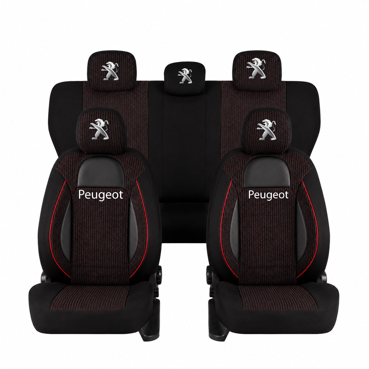 Set Huse Scaune Universale Racing Negru Personalizate cu Peugeot