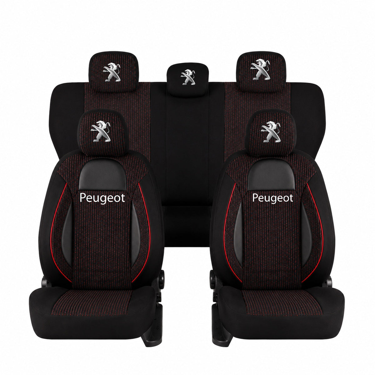 Set Huse Scaune Universale Racing Negru Personalizate cu Peugeot