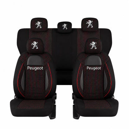 Set Huse Scaune Universale Racing Negru Personalizate cu Peugeot