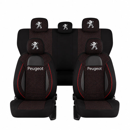 Set Huse Scaune Universale Racing Negru Personalizate cu Peugeot
