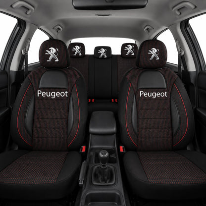 Set Huse Scaune Universale Racing Negru Personalizate cu Peugeot