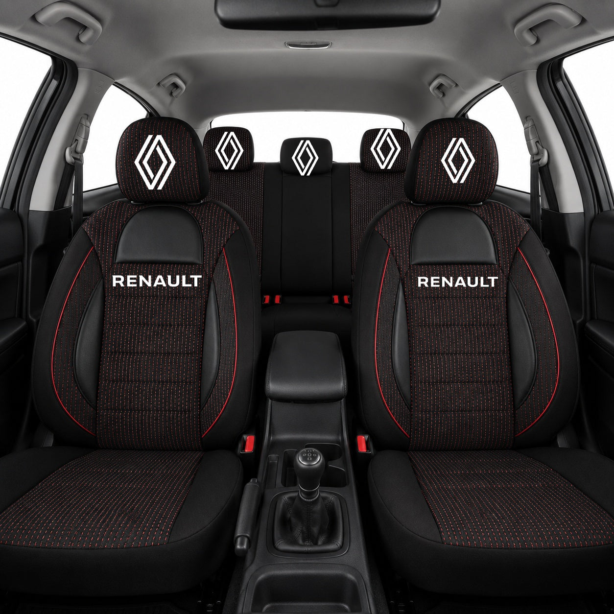 Set Huse Scaune Universale Racing Negru Personalizate cu Renault Nou