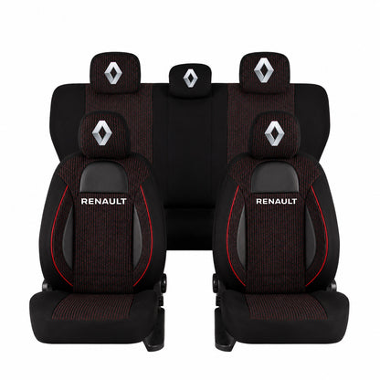 Set Huse Scaune Universale Racing Negru Personalizate cu Renault
