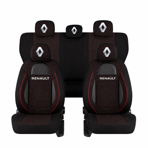 Set Huse Scaune Universale Racing Negru Personalizate cu Renault