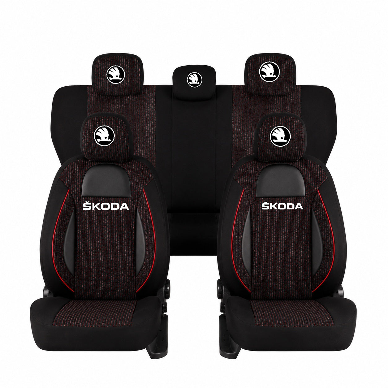 Set Huse Scaune Universale Racing Negru Personalizate cu Skoda nou