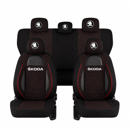 Set Huse Scaune Universale Racing Negru Personalizate cu Skoda nou