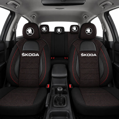 Set Huse Scaune Universale Racing Negru Personalizate cu Skoda nou