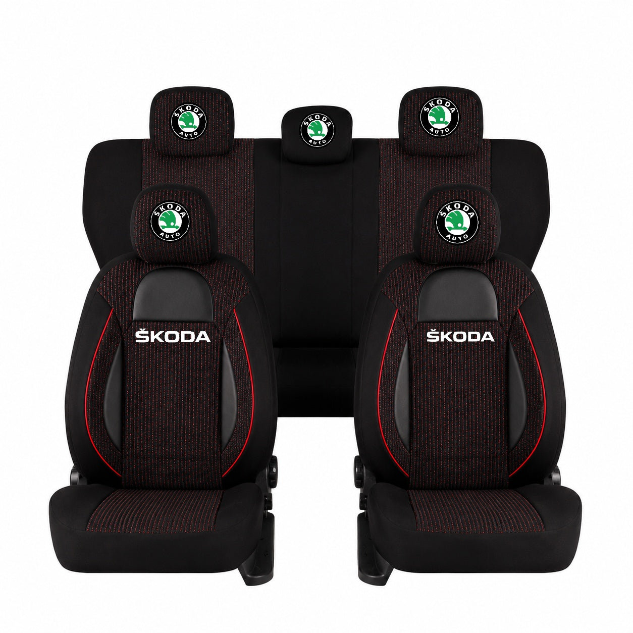 Set Huse Scaune Universale Racing Negru Personalizate cu Skoda