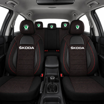 Set Huse Scaune Universale Racing Negru Personalizate cu Skoda