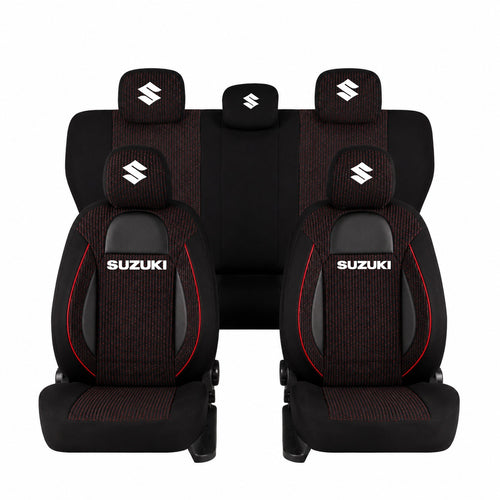 Set Huse Scaune Universale Racing Negru Personalizate cu Suzuki