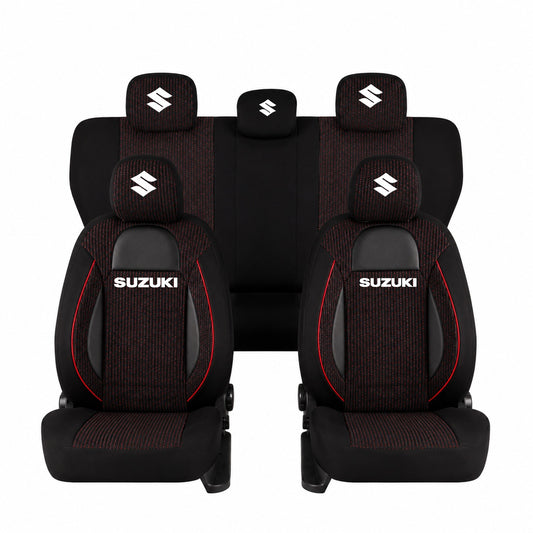 Set Huse Scaune Universale Racing Negru Personalizate cu Suzuki