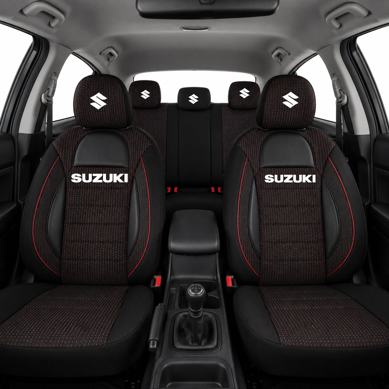 Set Huse Scaune Universale Racing Negru Personalizate cu Suzuki
