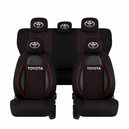 Set Huse Scaune Universale Racing Negru Personalizate cu Toyota
