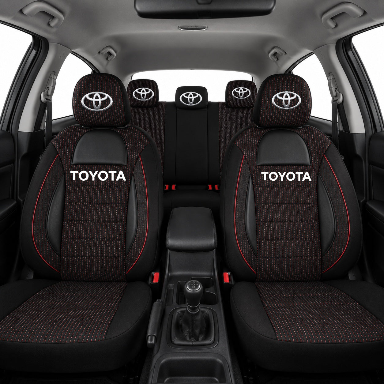 Set Huse Scaune Universale Racing Negru Personalizate cu Toyota