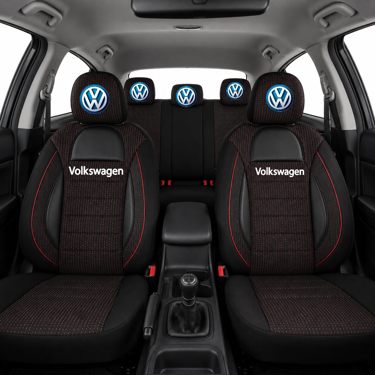 Set Huse Scaune Universale Racing Negru Personalizate cu Volkswagen