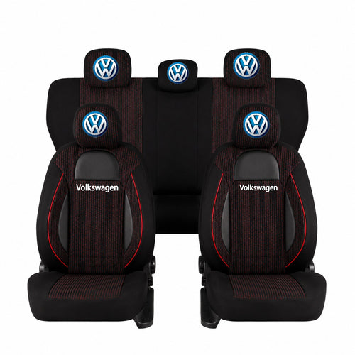 Set Huse Scaune Universale Racing Negru Personalizate cu Volkswagen