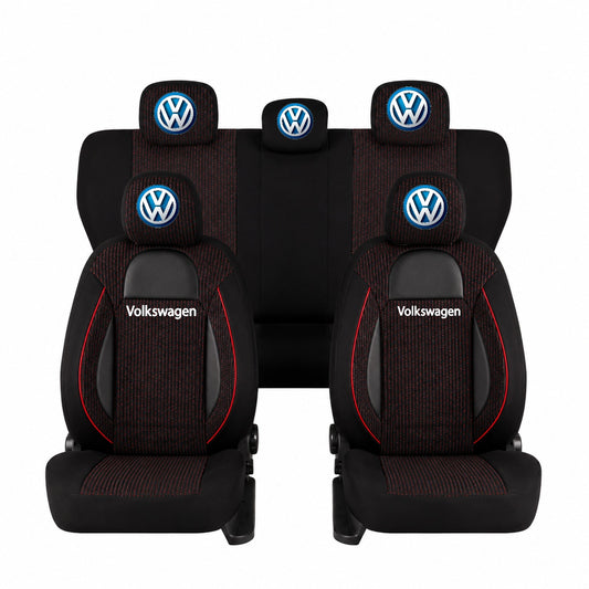 Set Huse Scaune Universale Racing Negru Personalizate cu Volkswagen