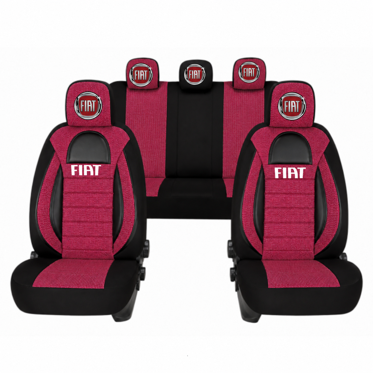 Set Huse Scaune Universale Racing, Rosu cu Negru Personalizate cu Fiat