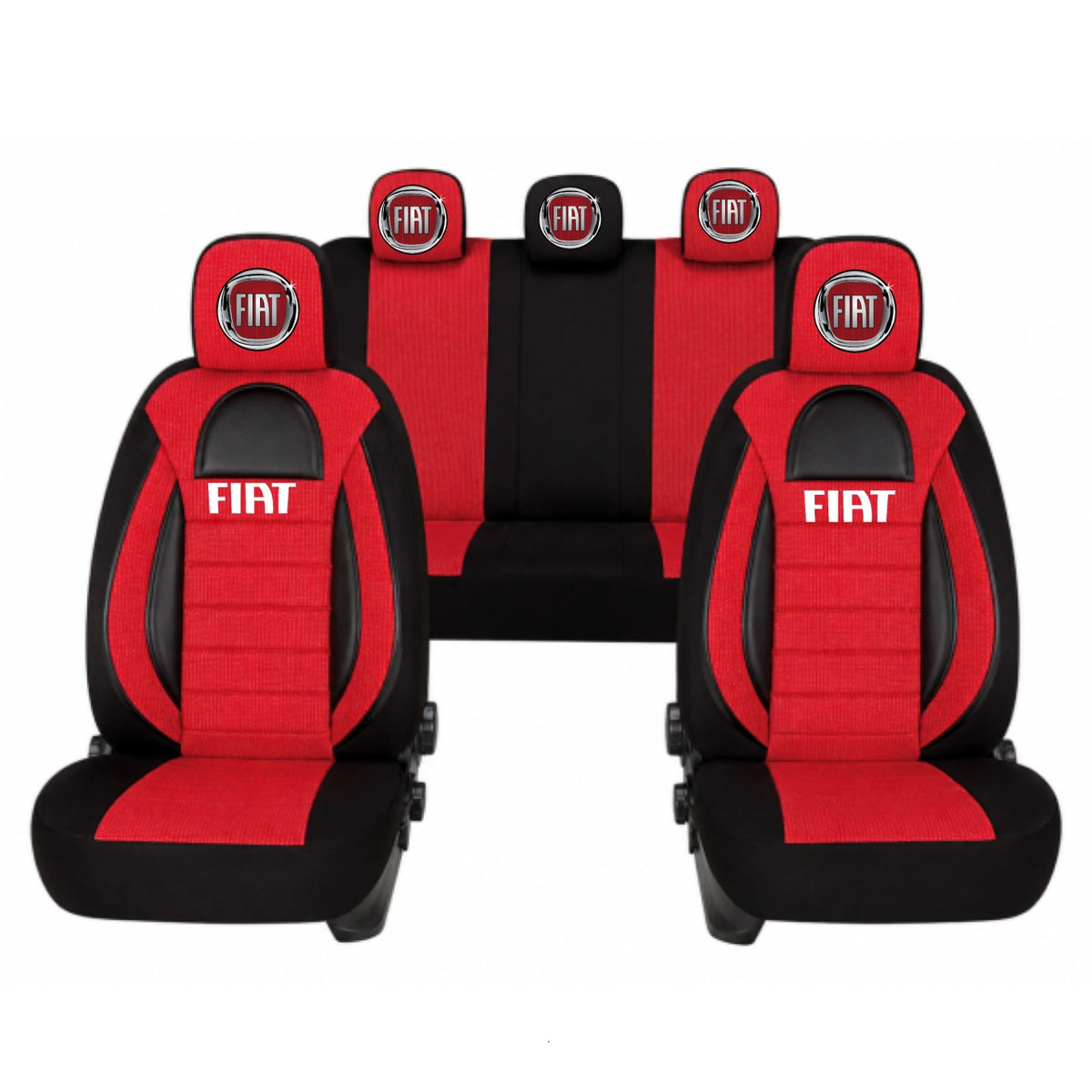 Set Huse Scaune Universale Racing, Rosu cu Negru Personalizate cu Fiat