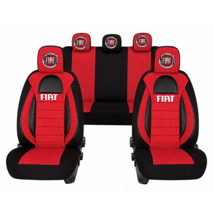 Set Huse Scaune Universale Racing, Rosu cu Negru Personalizate cu Fiat