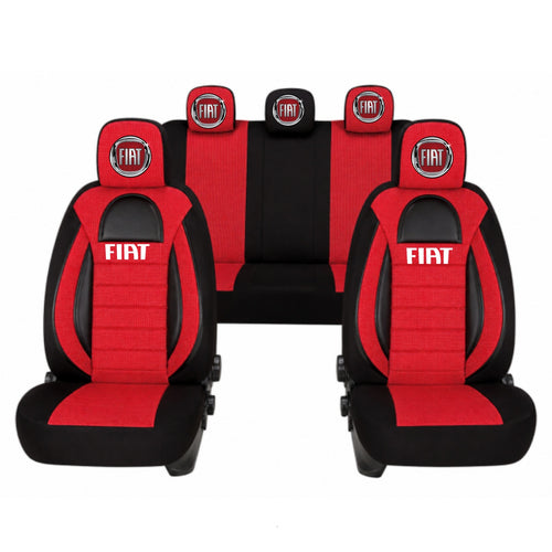 Set Huse Scaune Universale Racing, Rosu cu Negru Personalizate cu Fiat
