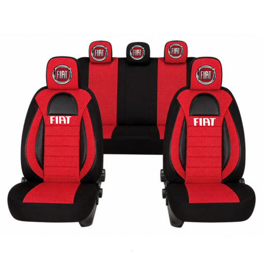 Set Huse Scaune Universale Racing, Rosu cu Negru Personalizate cu Fiat