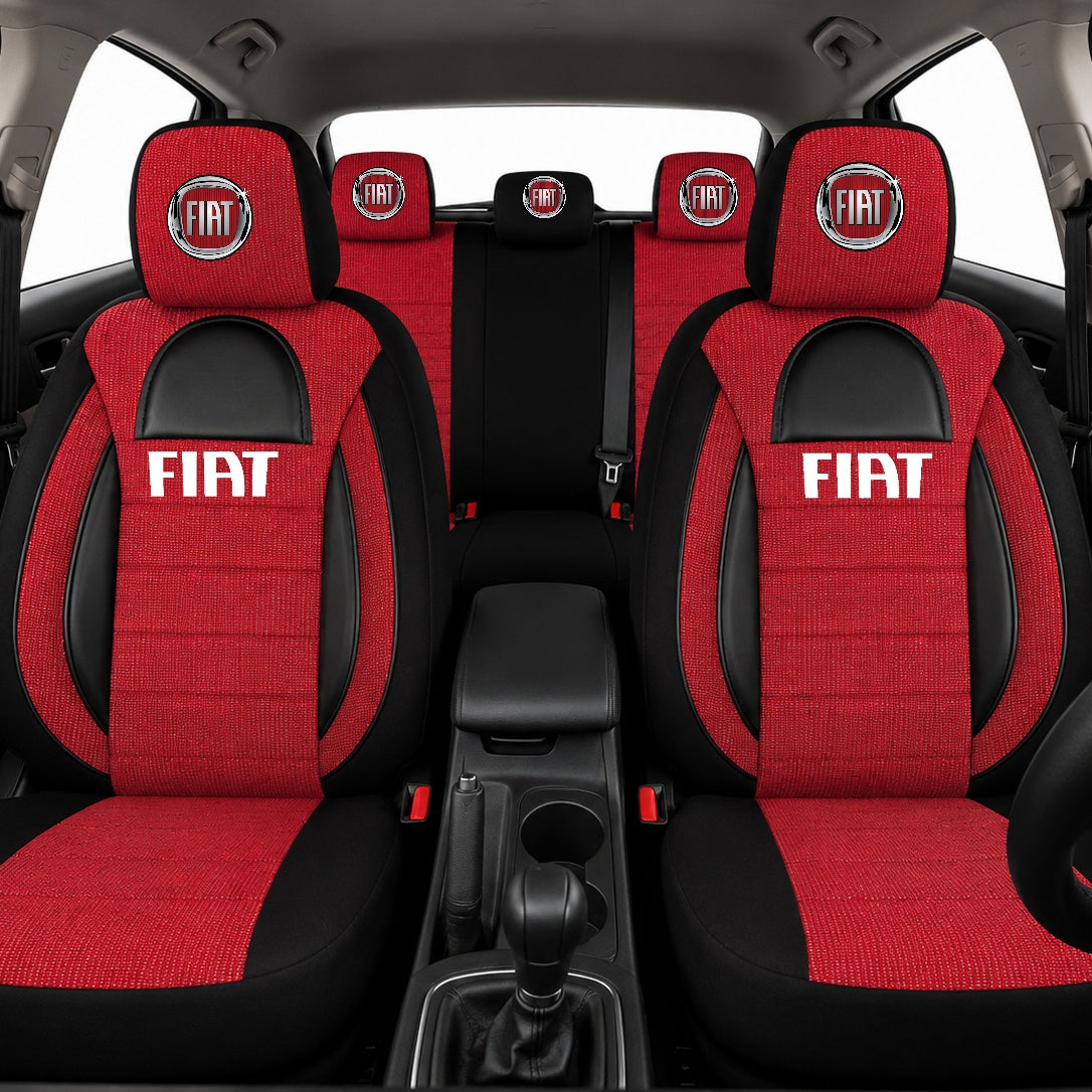 Set Huse Scaune Universale Racing, Rosu cu Negru Personalizate cu Fiat
