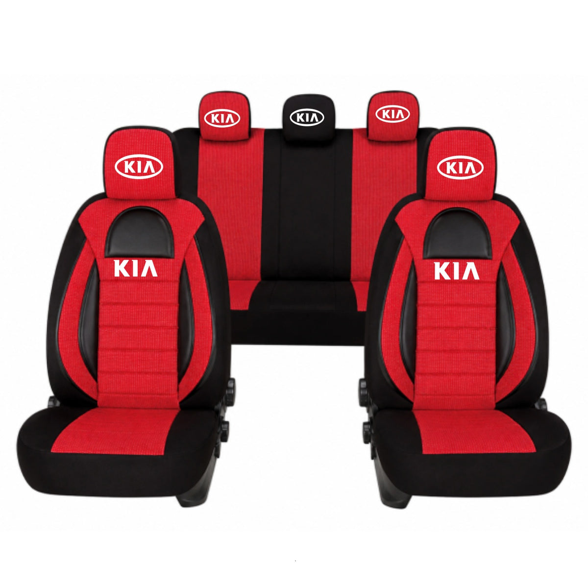 Set Huse Scaune Universale Racing, Rosu cu Negru Personalizate cu Kia