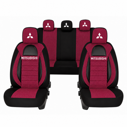 Set Huse Scaune Universale Racing, Rosu cu Negru Personalizate cu Mitsubishi