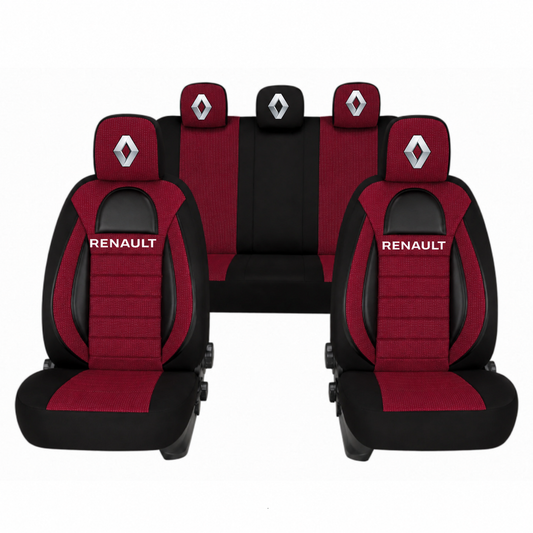 Set Huse Scaune Universale Racing, Rosu cu Negru Personalizate cu Renault