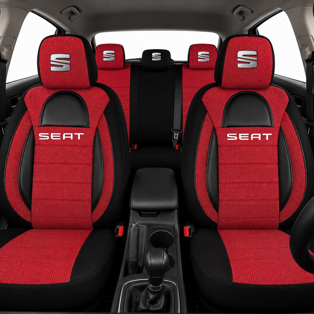 Set Huse Scaune Universale Racing, Rosu cu Negru Personalizate cu Seat