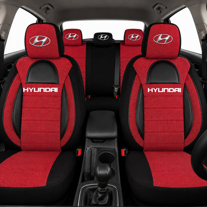 Set Huse Scaune Universale Racing, Rosu cu Negru Personalizate cu Hyundai