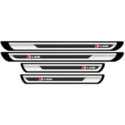 Set protectie praguri adezive imitatie gri Audi S-line crom