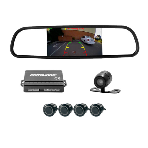 Set senzori de parcare cu camera video și ecran în oglinda retrovizoare - Carguard