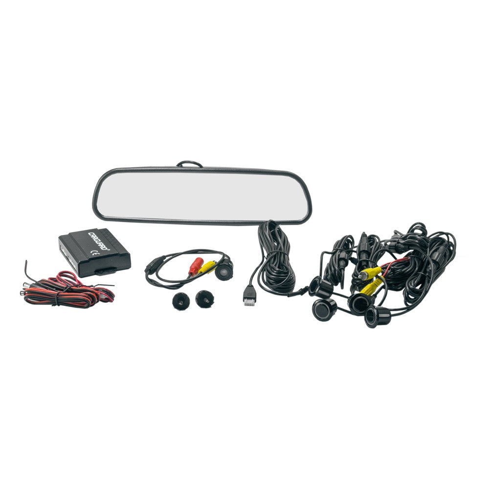 Set senzori de parcare cu camera video și ecran în oglinda retrovizoare - Carguard