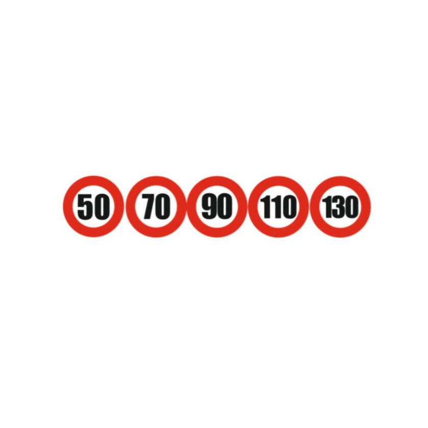 Set Sticker limita viteza 50Km/H 70Km/H 90Km/H 110Km/H 130Km/H