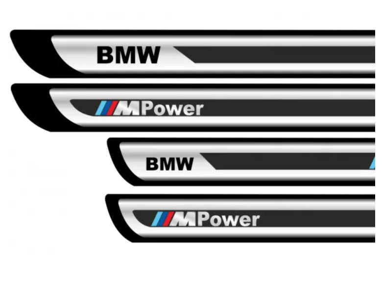 Set stickere protectii praguri gri pentru BMW M Power crom