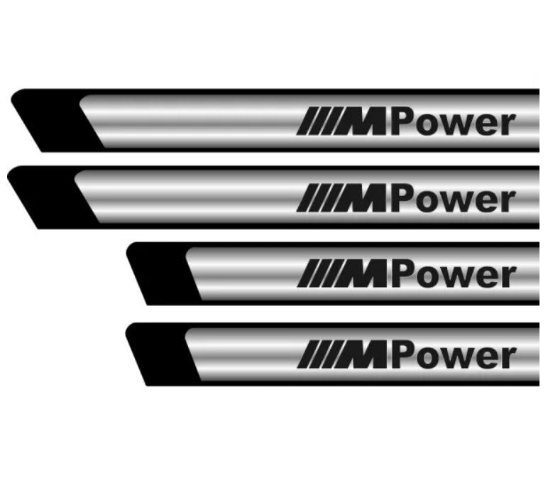 Set stickere protectii praguri gri pentru BMW M Power crom